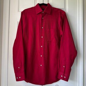 Pronto Uomo Men's Button Up Red Long Sleeve Shirt - 15 1/2 34/35